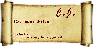 Czerman Jolán névjegykártya
